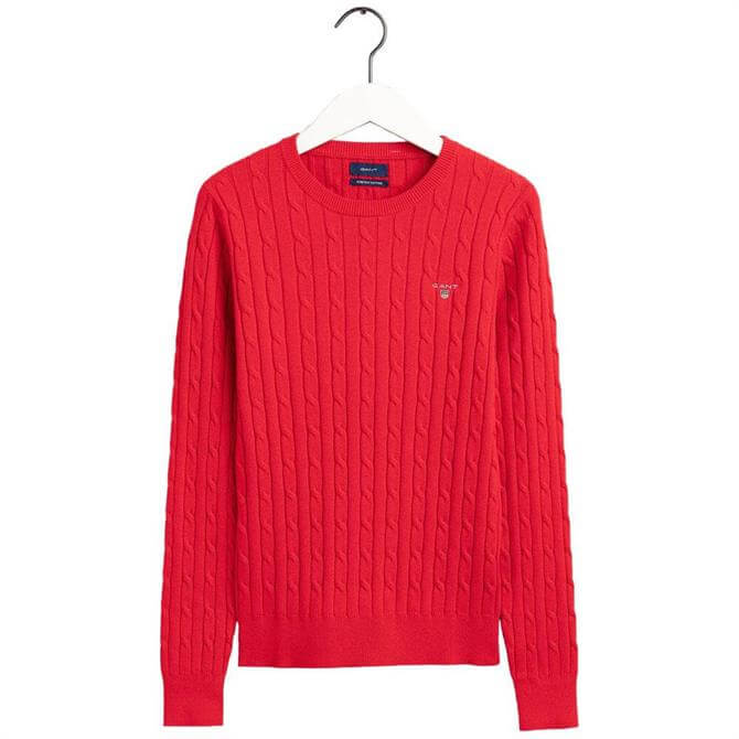 GANT Stretch Cotton Cable Crew Neck Sweater